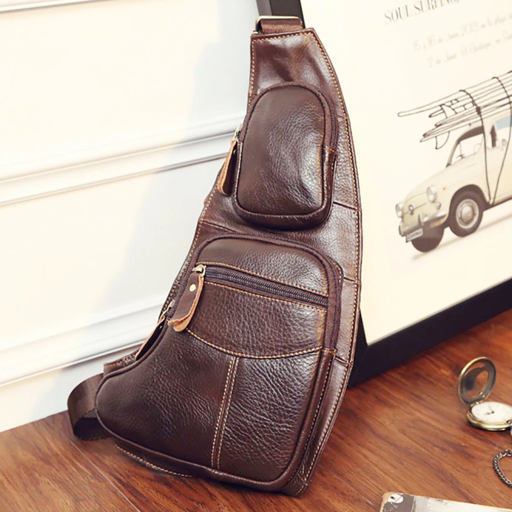Small Genuine Leather Sling Bag Crossbody Messenger Style Satchel New In Package